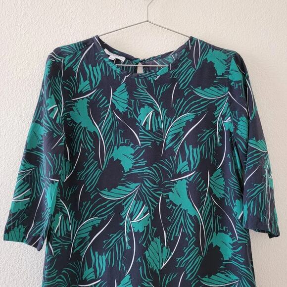 Equipment Silk Aubrey Dress Palm Leaf Tropical Blue Green White Women Size S - Picture 2 of 10